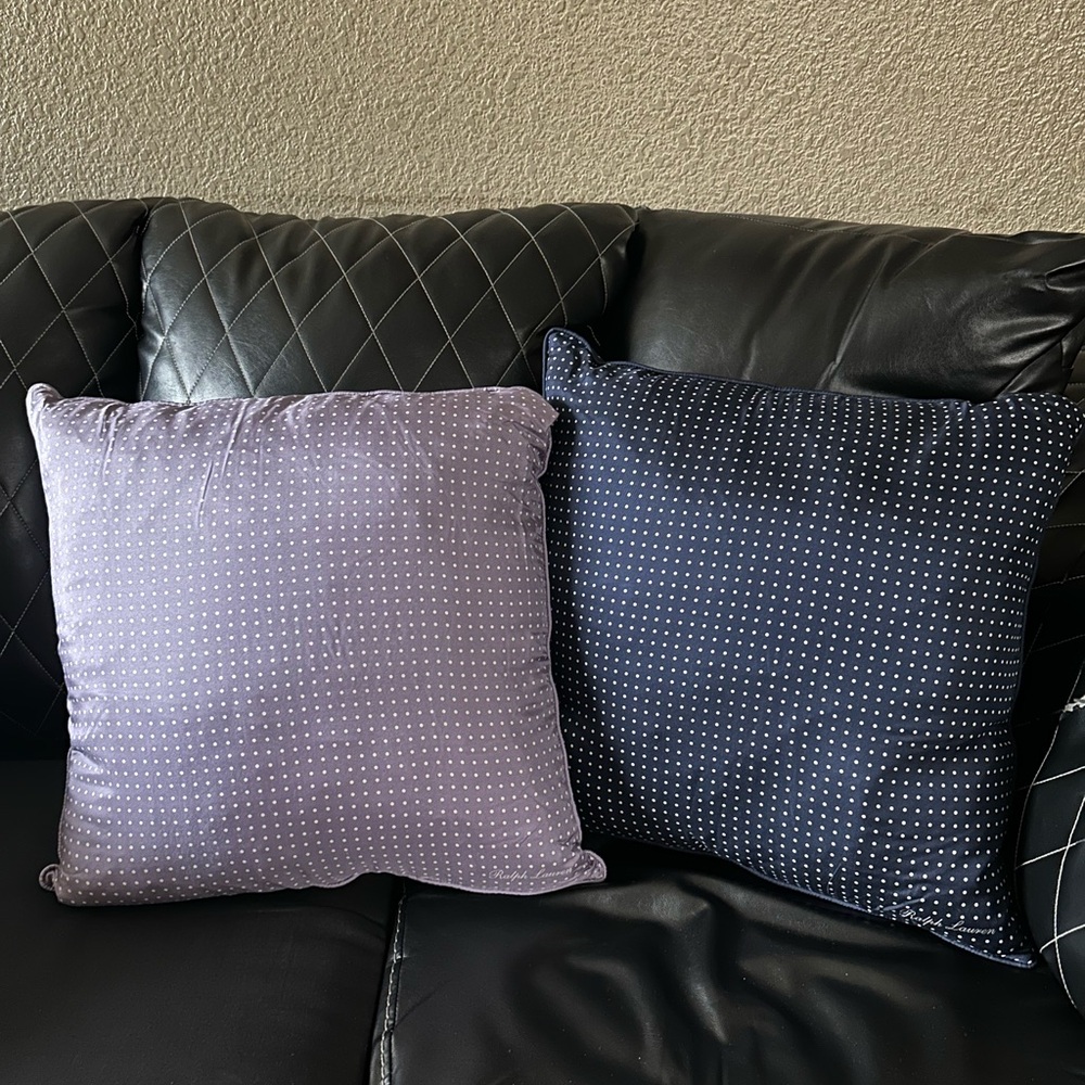 Ralph Lauren Polka Dot 100% Silk Throw Pillow In Purple and Blue Color